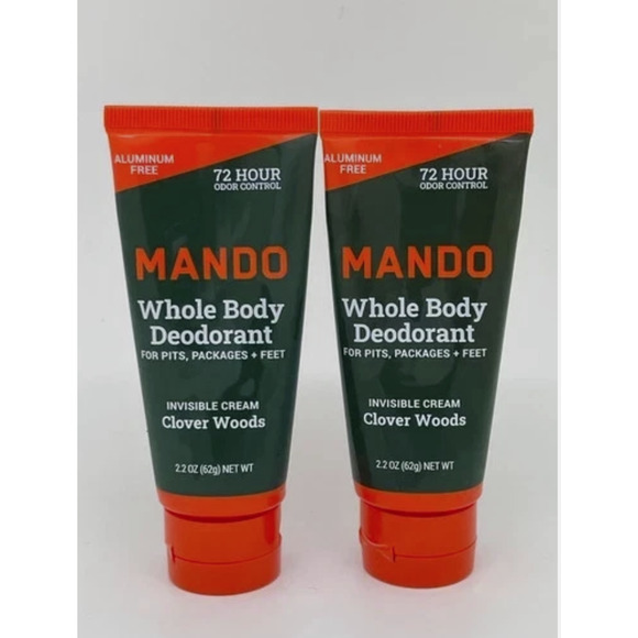 2 Mando Whole Body Deodorant Invisible Cream Clover Woods Scent Pits Packages - Picture 1 of 1